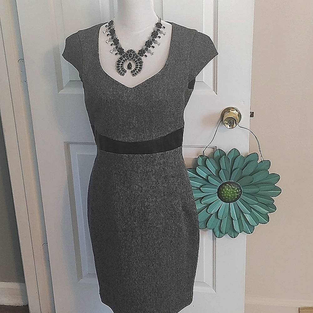 H&M tweed like texture with faux leather trim